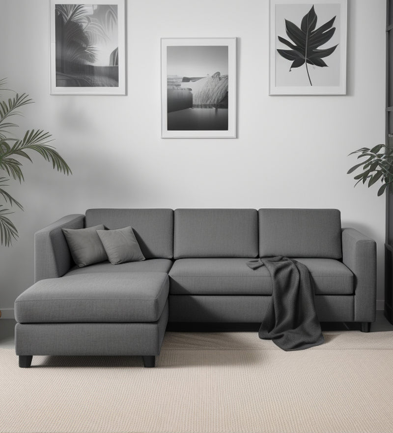 Bliss Fabric LHS 5 Seater Sectional Sofa In Grey Colour
