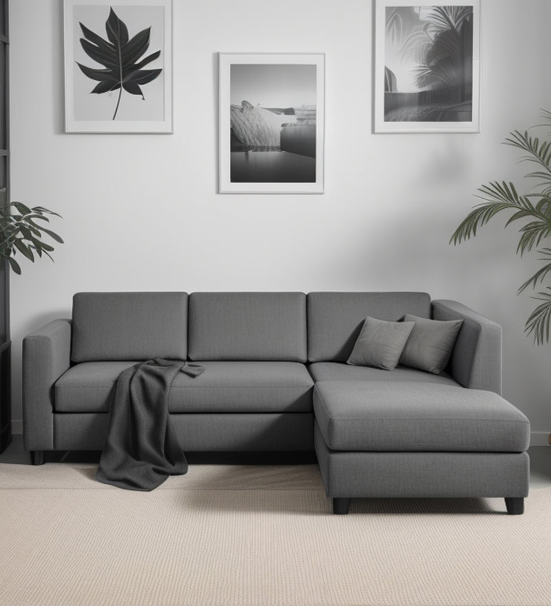 Bliss Fabric RHS 5 Seater Sectional Sofa In Grey Colour