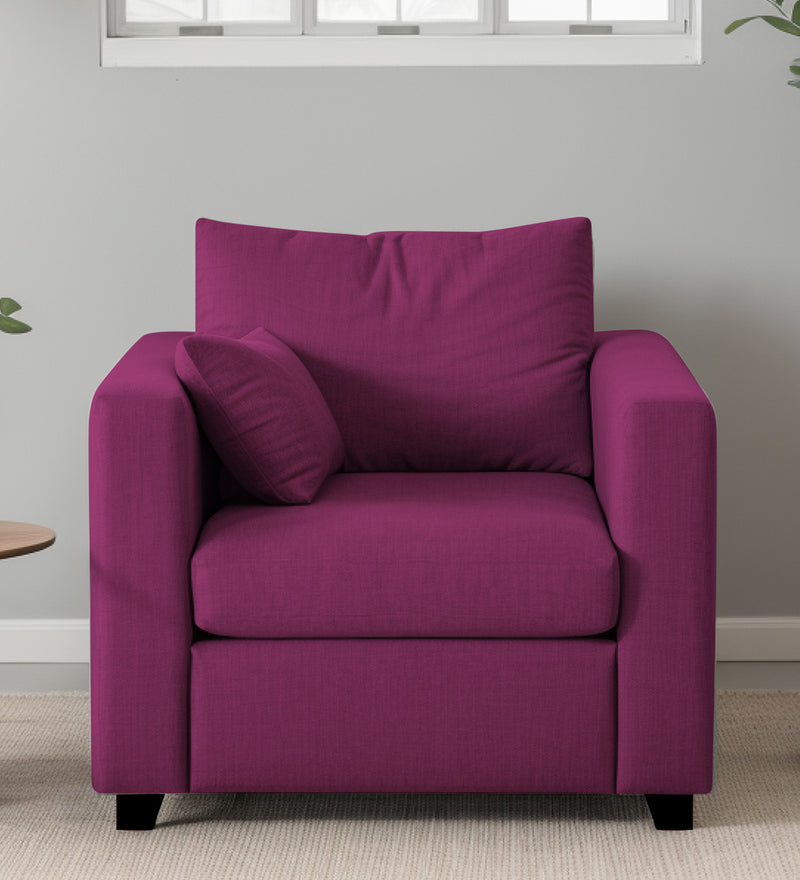Bliss Fabric 1 Seater Sofa In Mulberry Colour