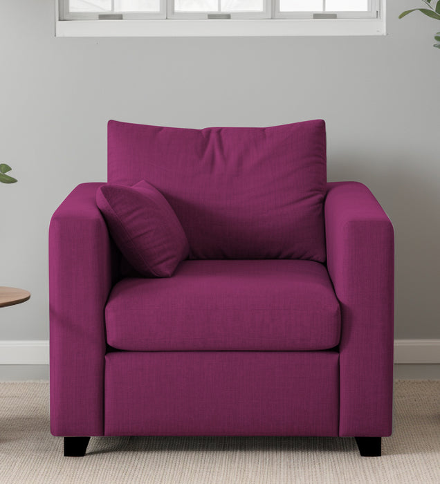 Bliss Fabric 1 Seater Sofa In Mulberry Colour
