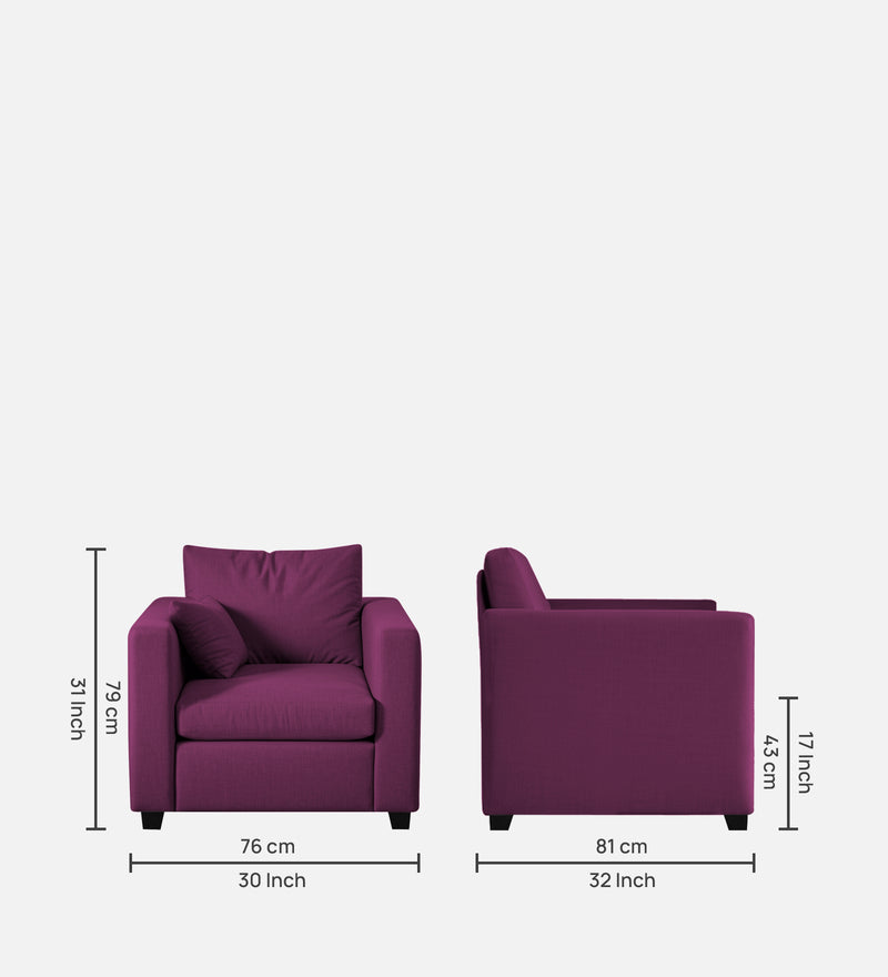 Bliss Fabric 1 Seater Sofa In Mulberry Colour