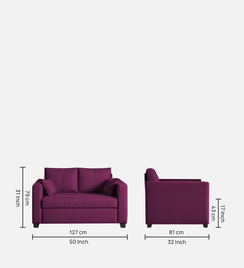 Bliss Fabric 2 Seater Sofa In Mulberry Colour