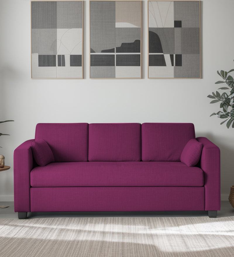 Bliss Fabric 3 Seater Sofa In Mulberry Colour