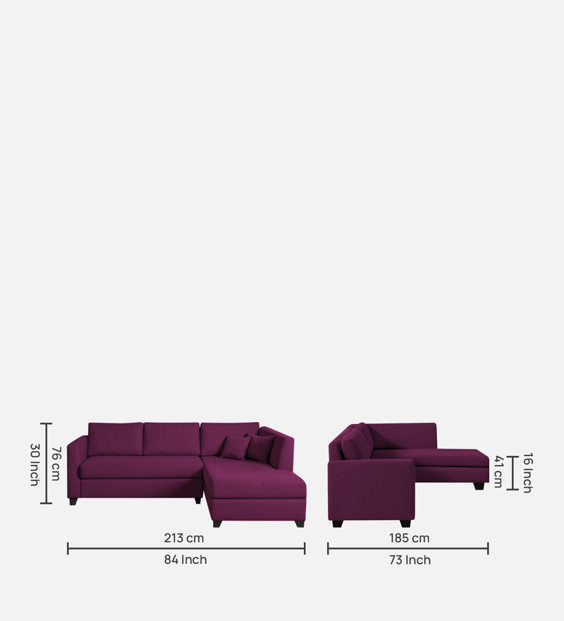 Bliss Fabric RHS 5 Seater Sectional Sofa In Mulberry Colour