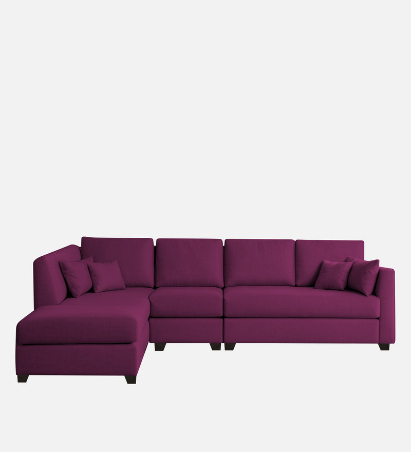 Bliss Fabric LHS 6 Seater Sectional Sofa In Mulberry Colour