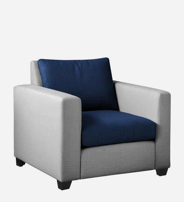 Bliss Fabric 1 Seater Sofa In Royal Grey & Velvet Blue Colour