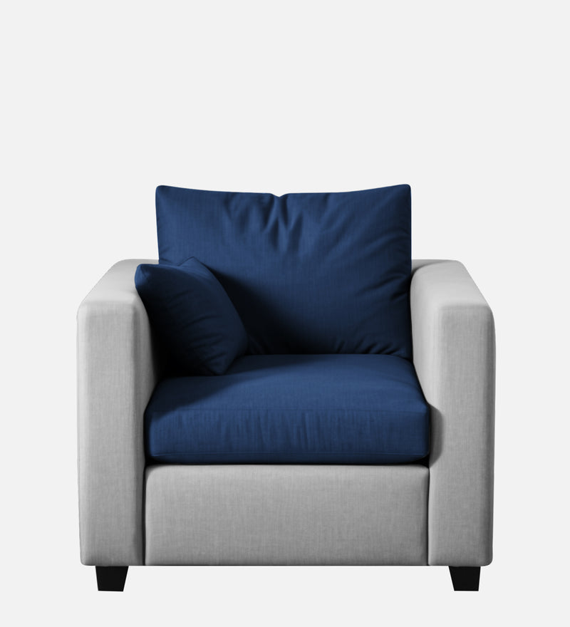 Bliss Fabric 1 Seater Sofa In Royal Grey & Velvet Blue Colour