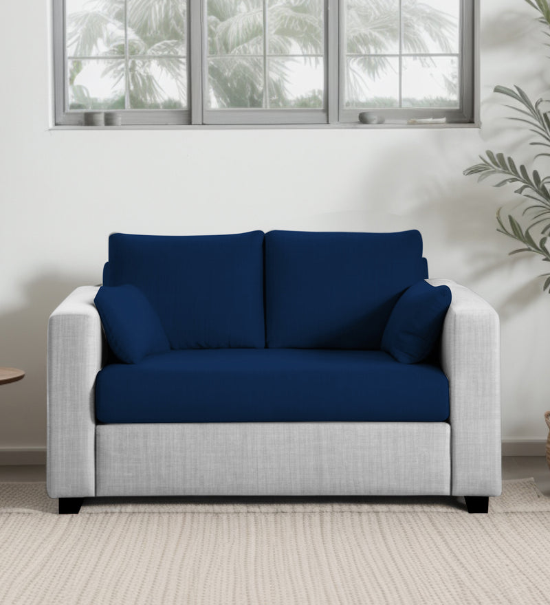 Bliss Fabric 2 Seater Sofa In Royal Grey & Velvet Blue Colour
