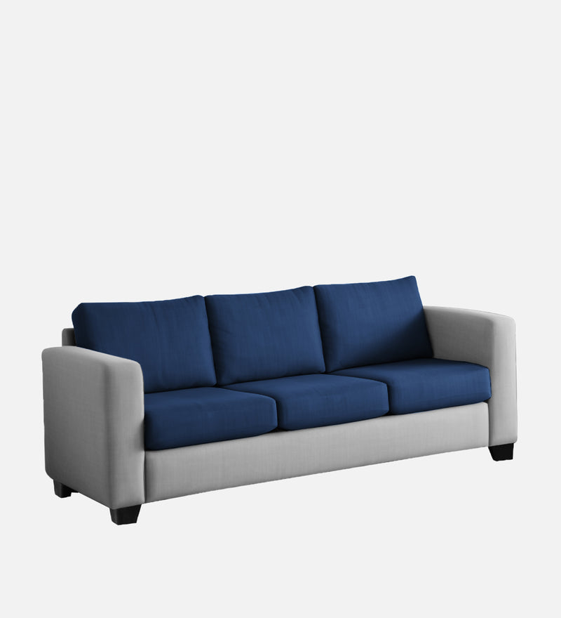 Bliss Fabric 3 Seater Sofa In Royal Grey & Velvet Blue Colour