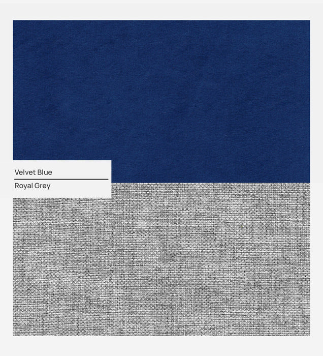 Bliss Fabric 3 Seater Sofa In Royal Grey & Velvet Blue Colour