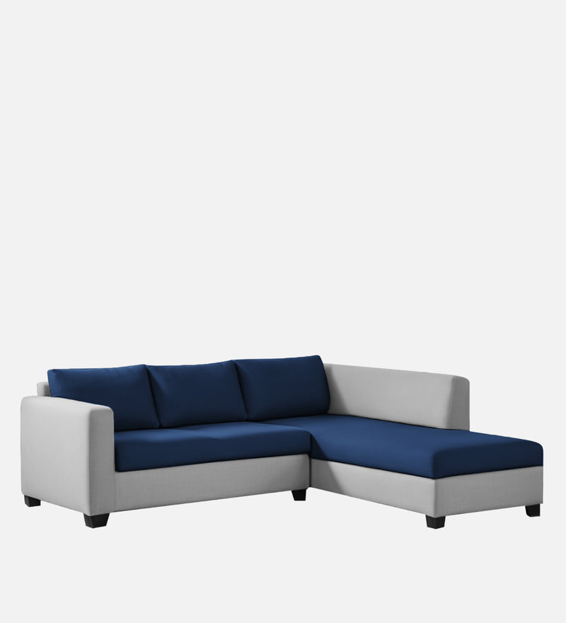 Bliss Fabric RHS 5 Seater Sectional Sofa In Royal Grey & Velvet Blue Colour