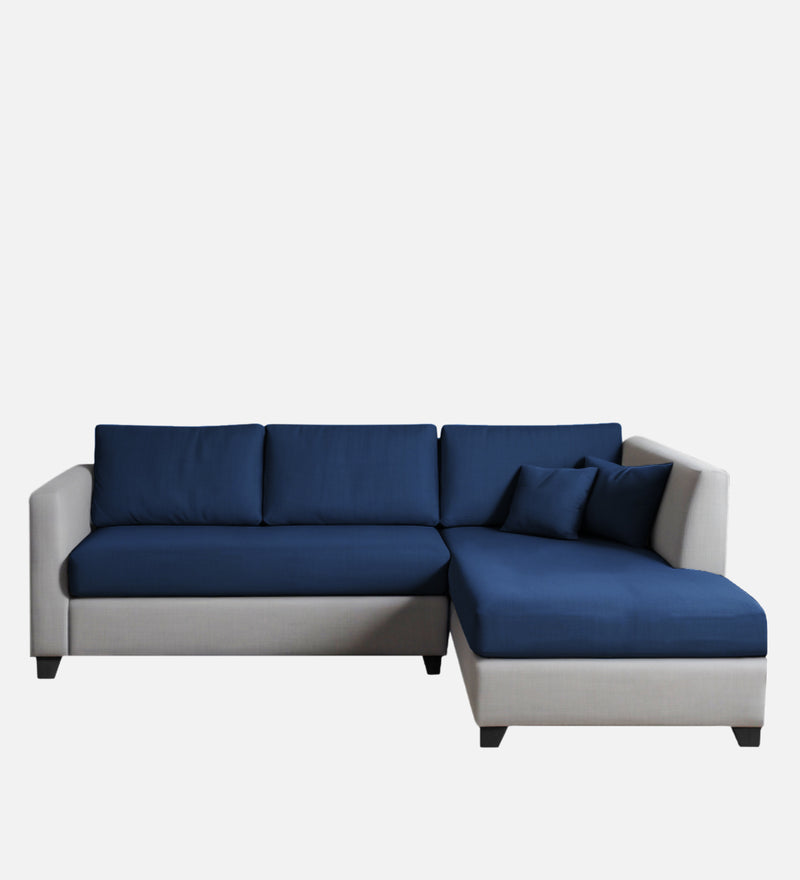 Bliss Fabric RHS 5 Seater Sectional Sofa In Royal Grey & Velvet Blue Colour