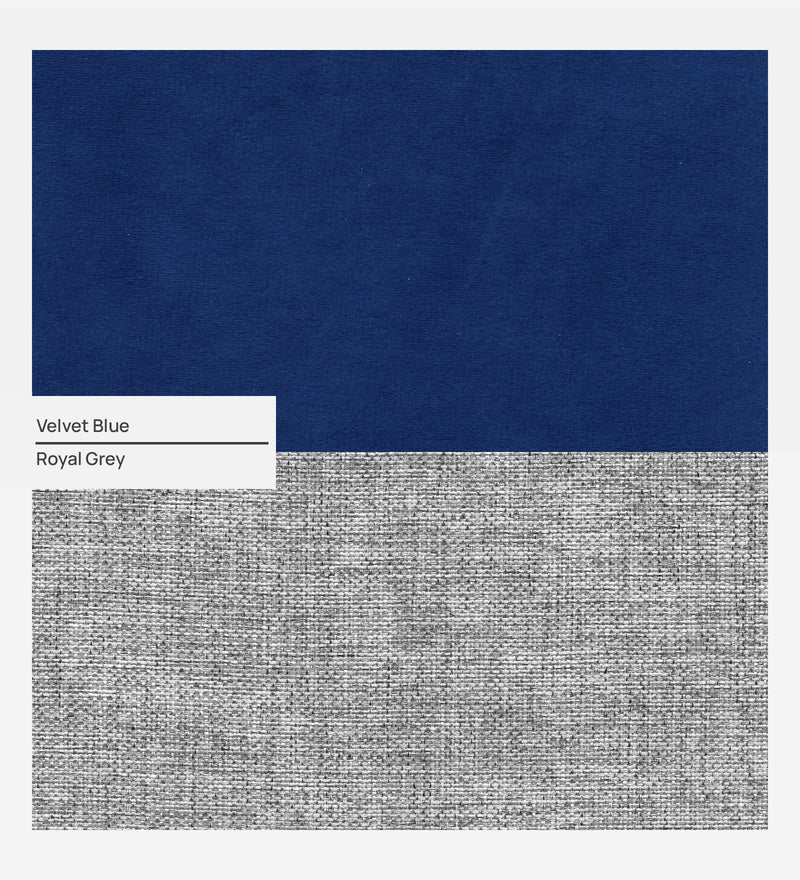 Bliss Fabric RHS 5 Seater Sectional Sofa In Royal Grey & Velvet Blue Colour