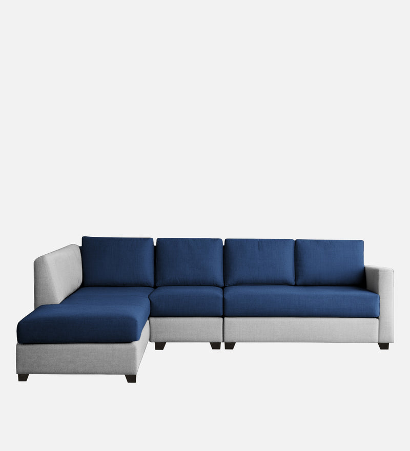 Bliss Fabric LHS 6 Seater Sectional Sofa In Royal Grey & Velvet Blue Colour