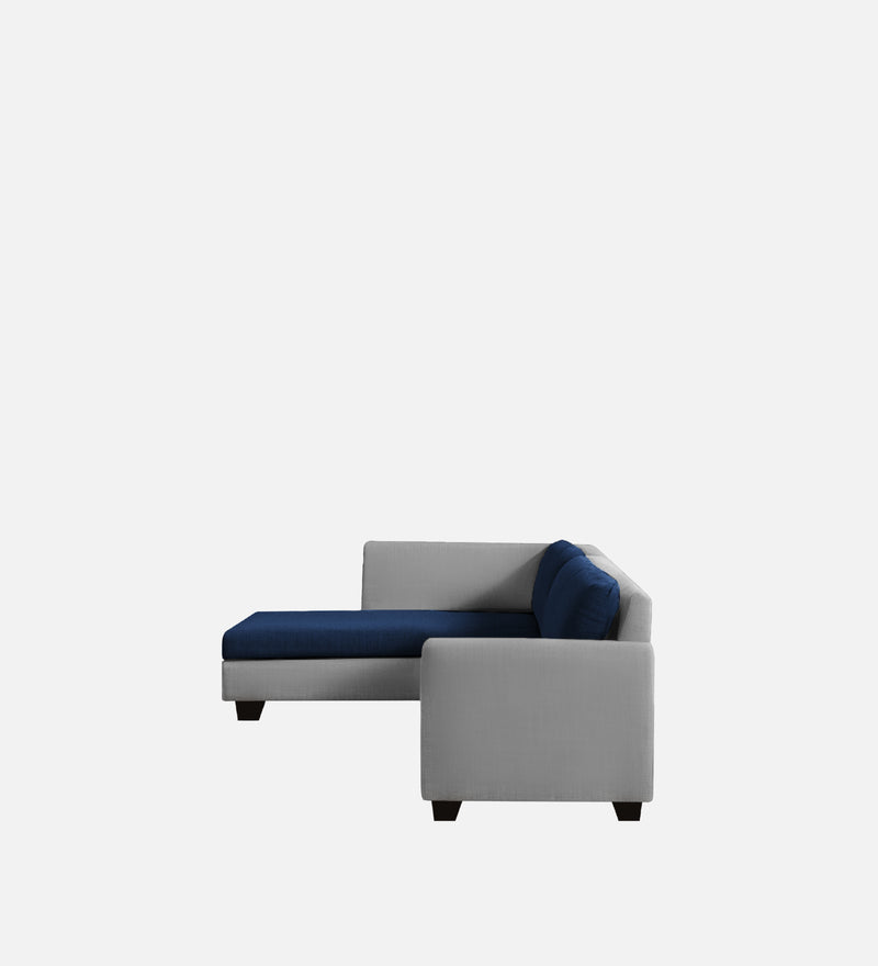 Bliss Fabric LHS 6 Seater Sectional Sofa In Royal Grey & Velvet Blue Colour