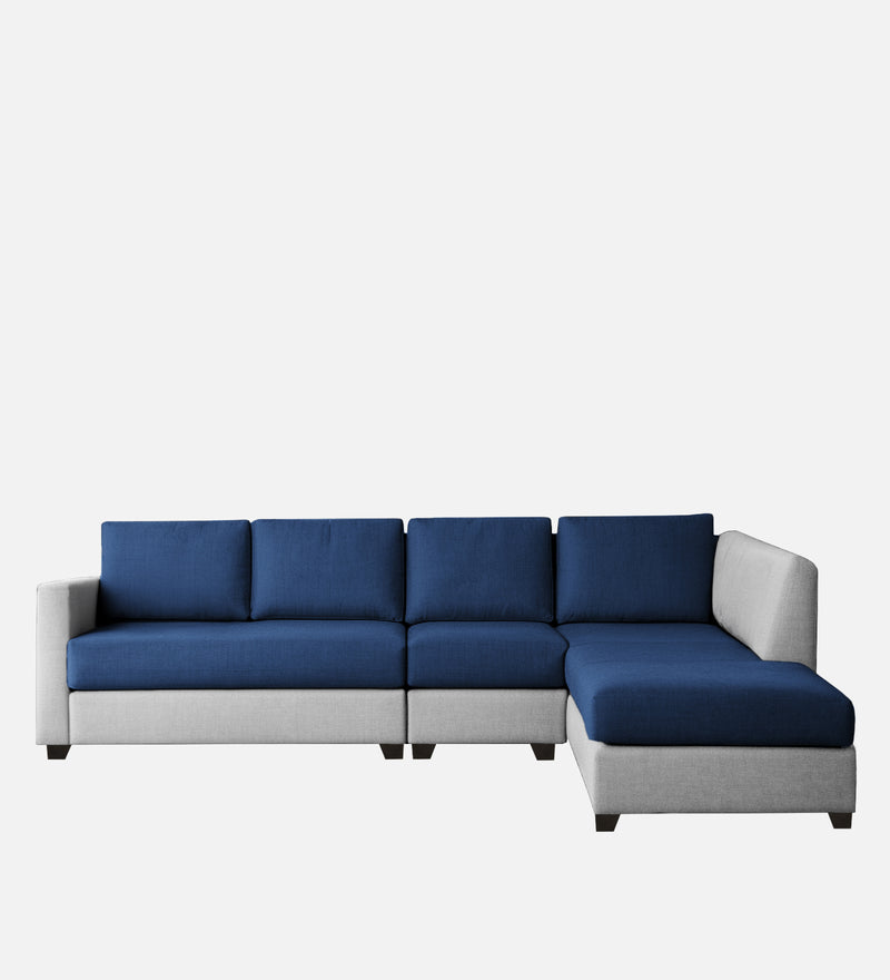Bliss Fabric RHS 6 Seater Sectional Sofa In Royal Grey & Velvet Blue Colour