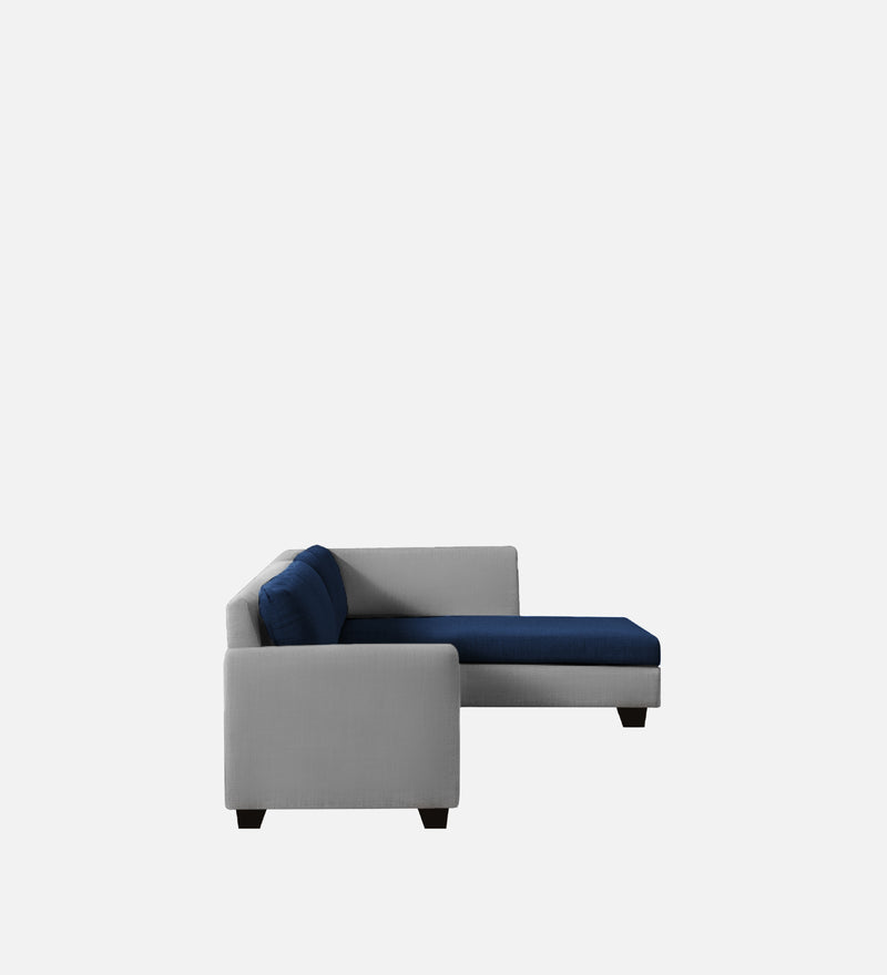Bliss Fabric RHS 6 Seater Sectional Sofa In Royal Grey & Velvet Blue Colour