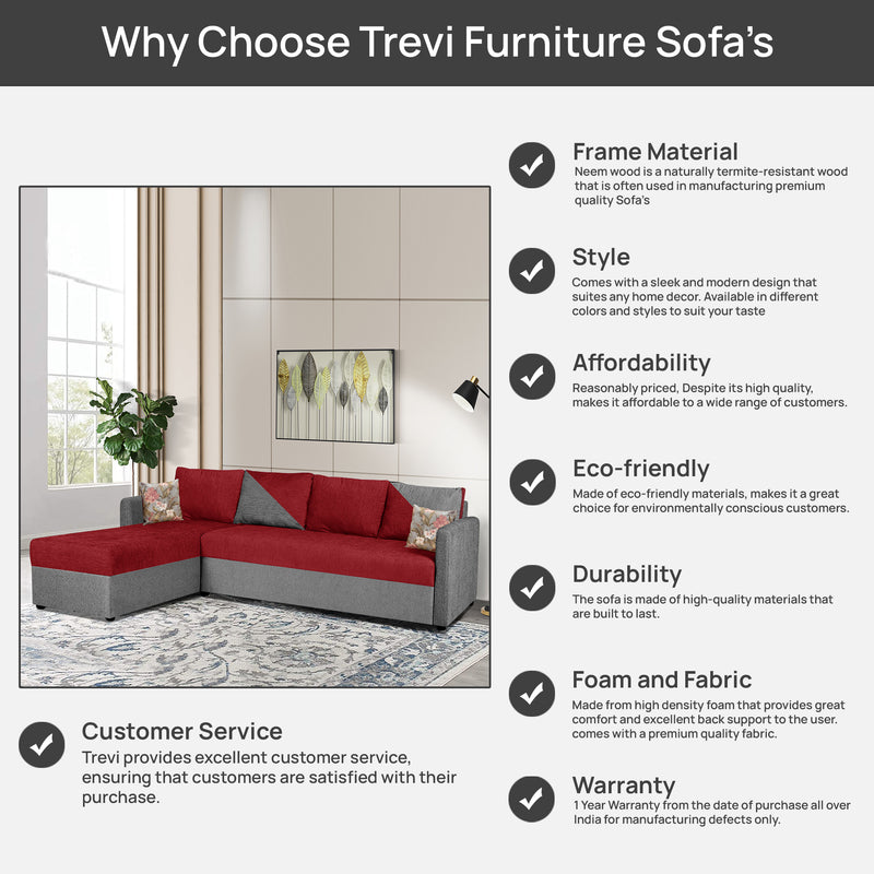 Bliss E2O Soft Cozy Fabric Sectional L Shaped 6 Seater Sofa