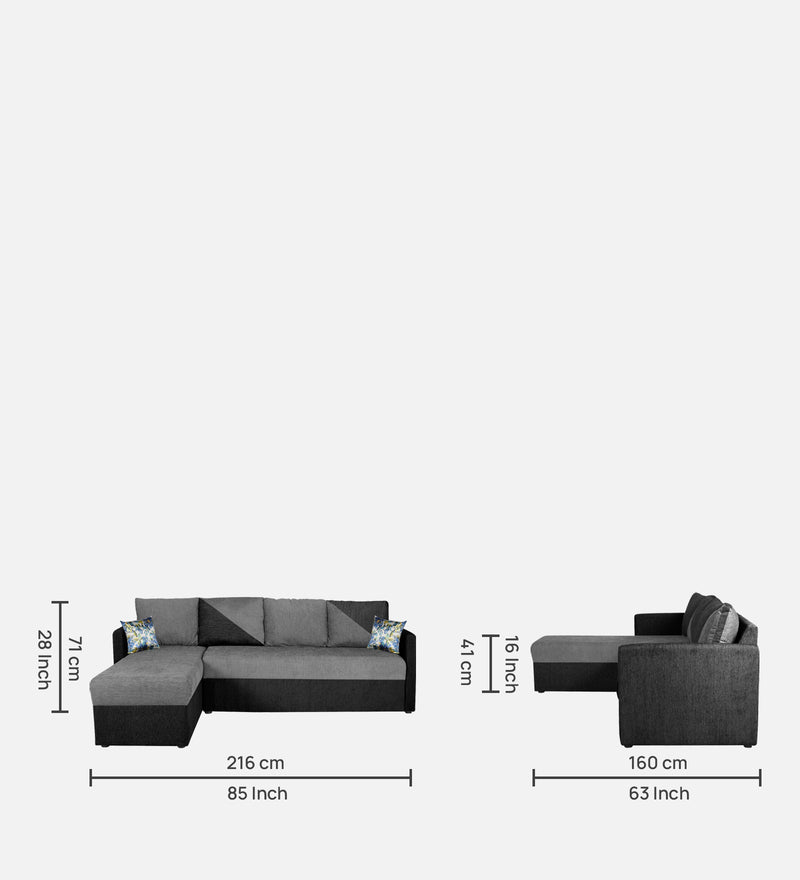 Bliss E2O Soft Cozy Fabric Sectional L Shaped 6 Seater Sofa