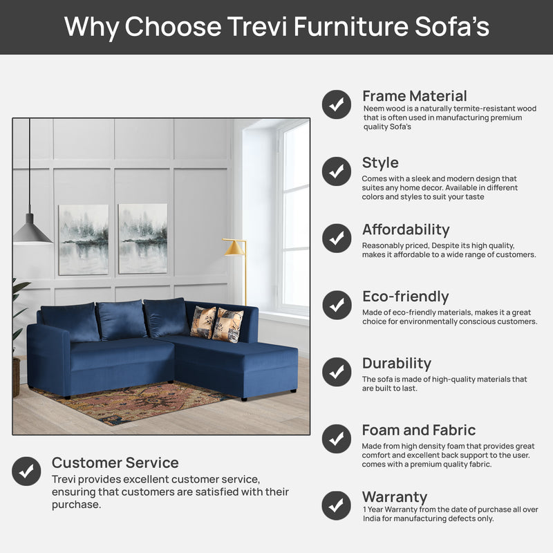 Bliss E2O Soft Cozy Fabric Sectional L Shaped 5 Seater Sofa