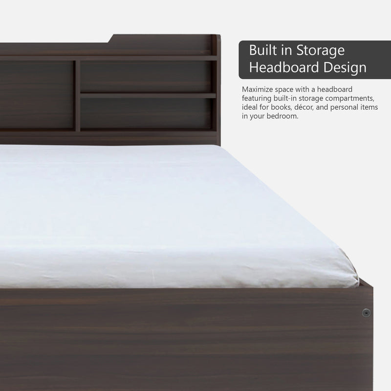 Bolton Bed Without Storage In Dark Maple Colour