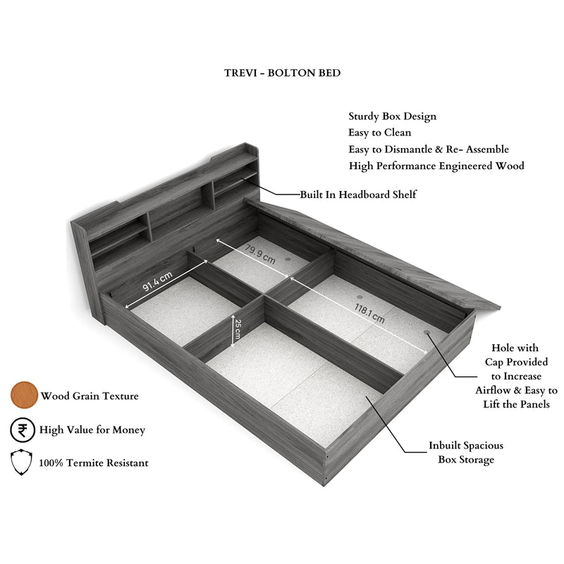 Bolton Bed Without Storage In Dark Maple Colour