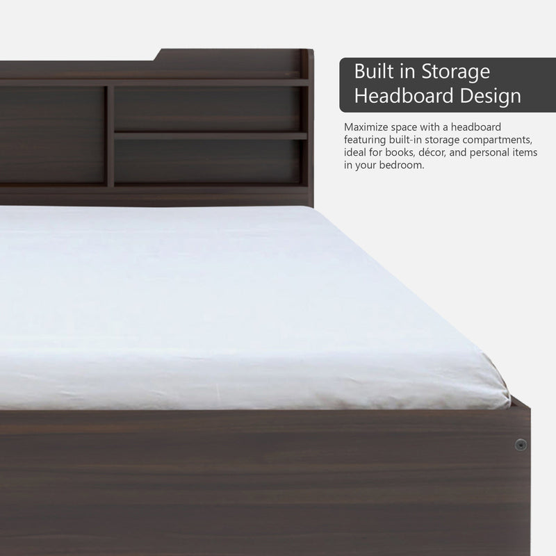 Bolton King Size Bed With Storage In Dark Maple Colour