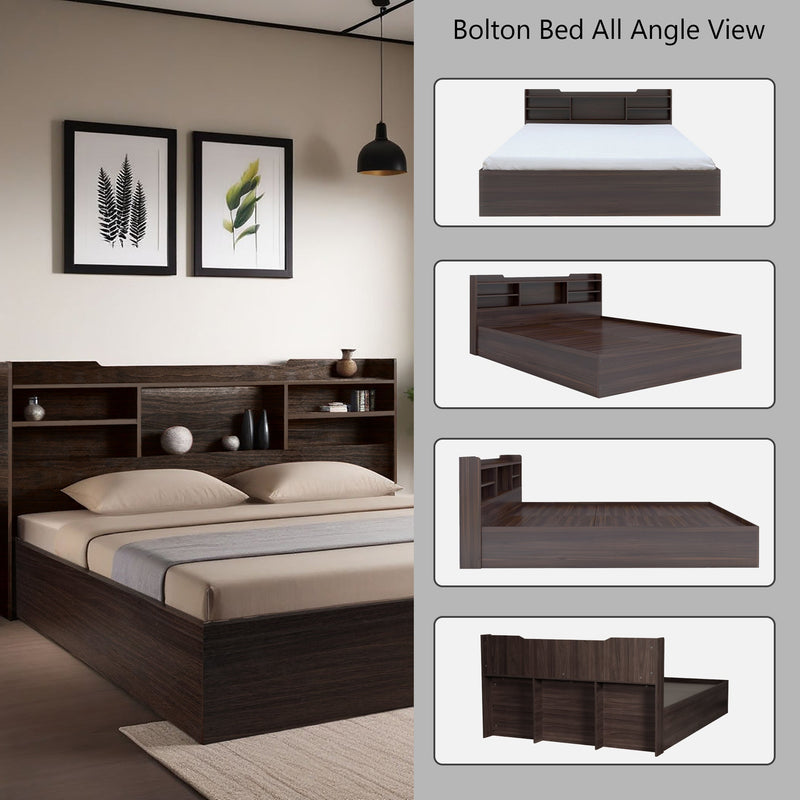 Bolton King Size Bed With Storage In Dark Maple Colour