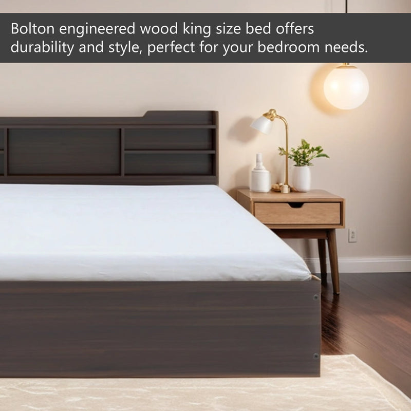 Bolton Queen Size Bed With Storage In Dark Maple Colour