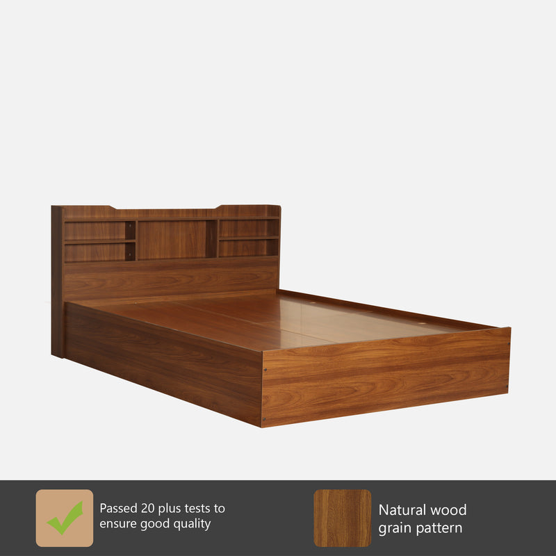 Bolton Engineered Wood King / Queen Size Bed with / Without Storage In Bali Teak Colour