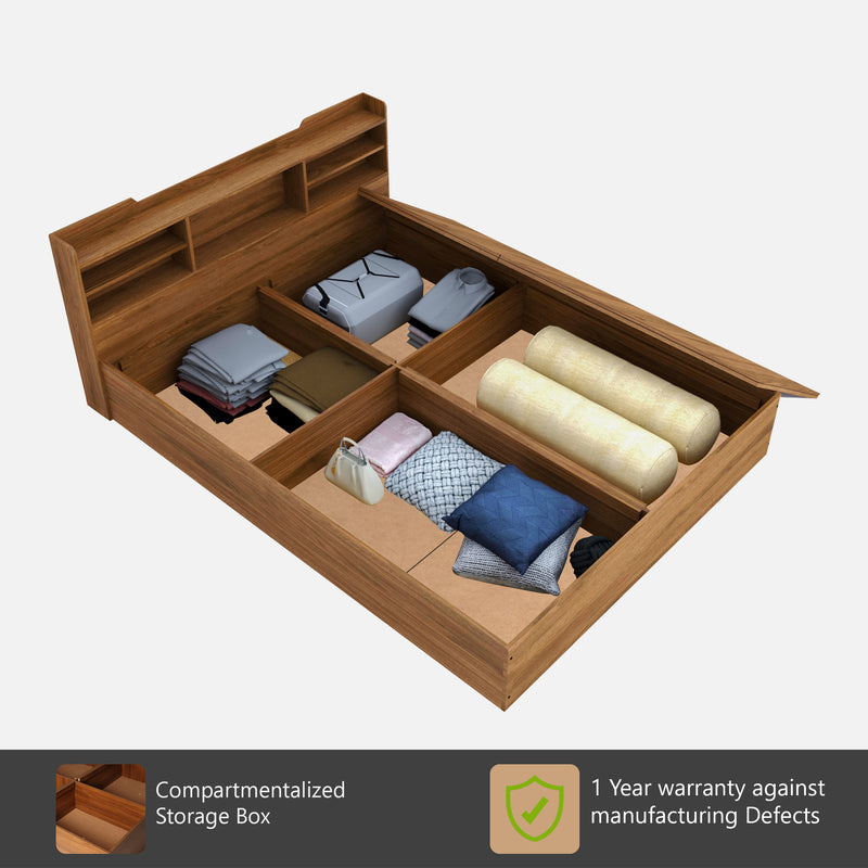 Bolton Engineered Wood King / Queen Size Bed with / Without Storage In Bali Teak Colour