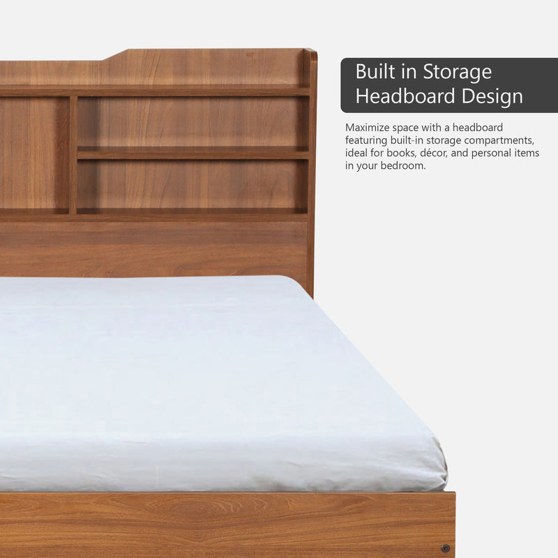 Bolton Engineered Wood King / Queen Size Bed with / Without Storage In Bali Teak Colour