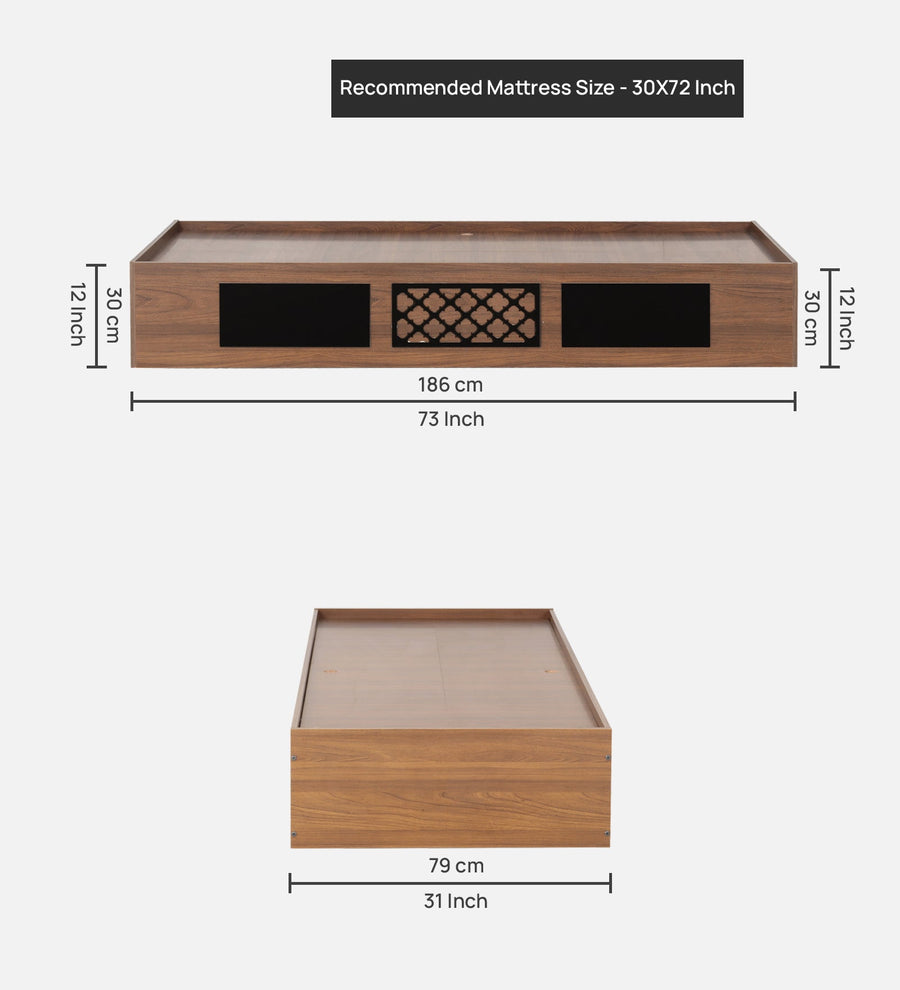 Bolt Single Bed Without Storage in Teak Colour
