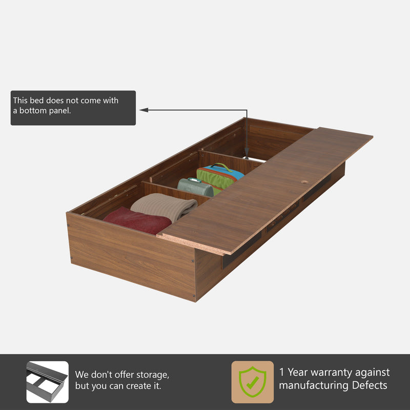 Bolt Single Bed Without Storage in Teak Colour