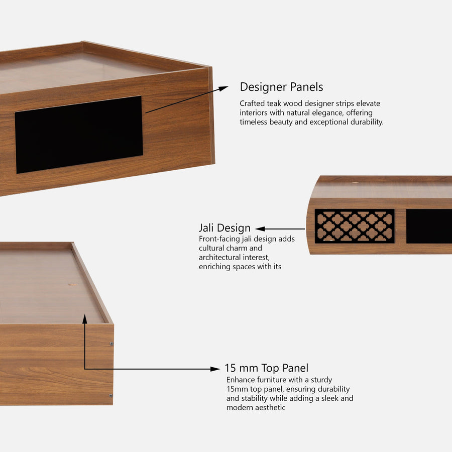 Bolt Single Bed Without Storage in Teak Colour