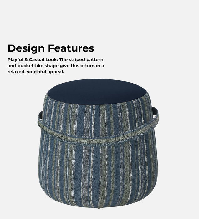 Bramble Fabric Pouffe In Pinstripe Blue & Twilight Blue Colour
