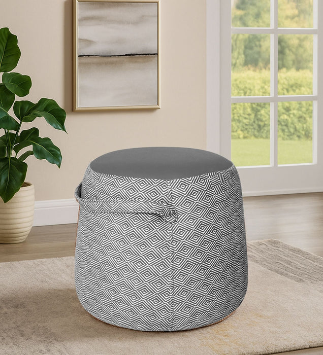 Bramble Fabric Pouffe In Prism Graphite & Gravel Grey Colour