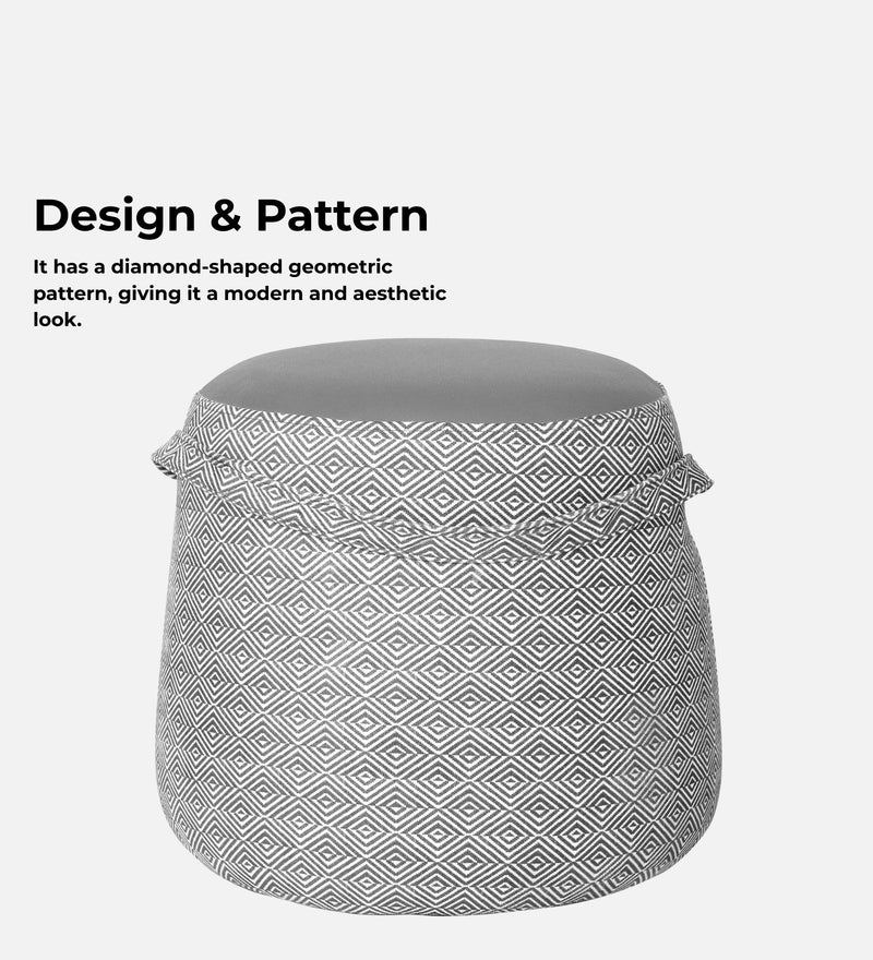 Bramble Fabric Pouffe In Prism Graphite & Gravel Grey Colour