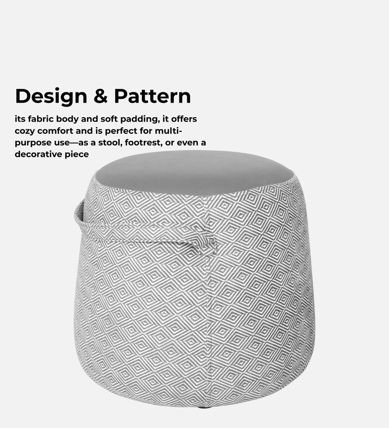 Bramble Fabric Pouffe In Prism Graphite & Gravel Grey Colour