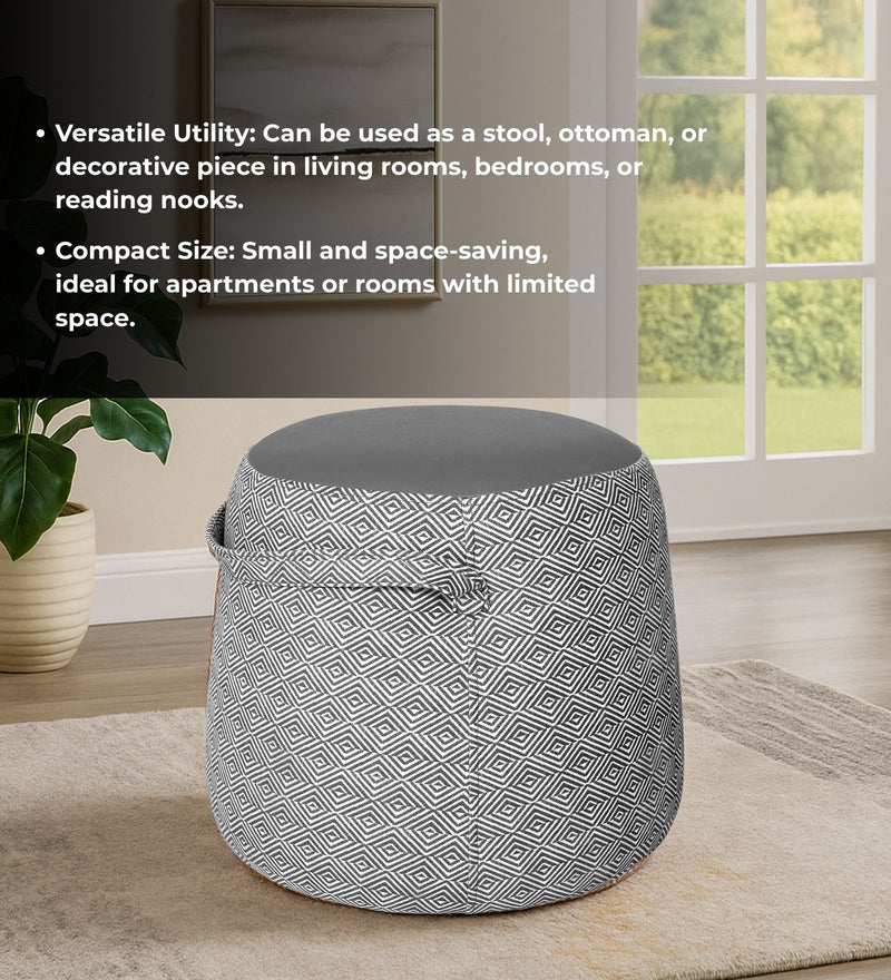 Bramble Fabric Pouffe In Prism Graphite & Gravel Grey Colour