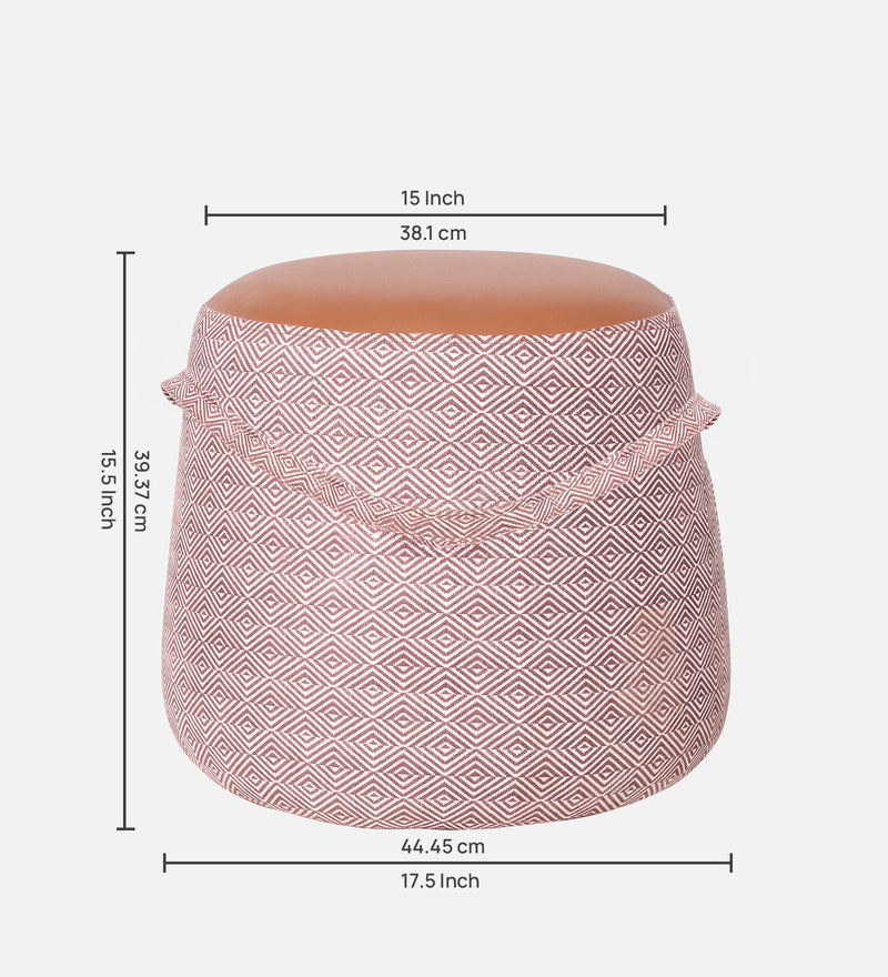Bramble Fabric Pouffe In Prism Sand & Tan PU Colour