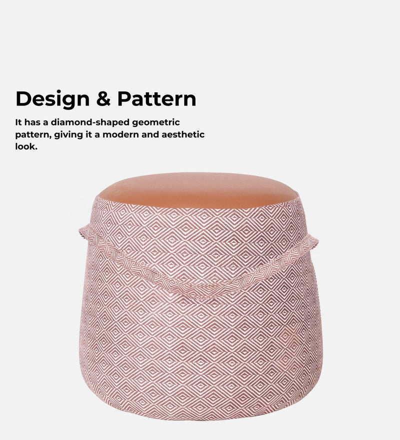 Bramble Fabric Pouffe In Prism Sand & Tan PU Colour