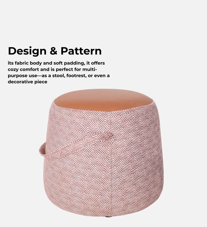 Bramble Fabric Pouffe In Prism Sand & Tan PU Colour