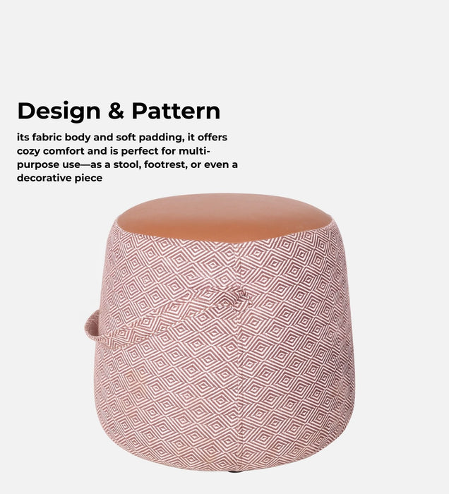 Bramble Fabric Pouffe In Prism Sand & Tan PU Colour