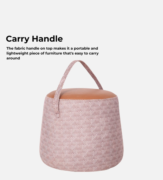 Bramble Fabric Pouffe In Prism Sand & Tan PU Colour