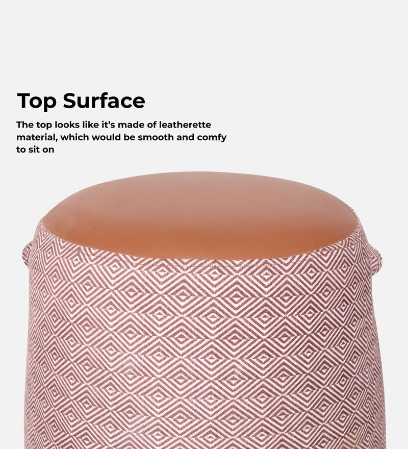 Bramble Fabric Pouffe In Prism Sand & Tan PU Colour