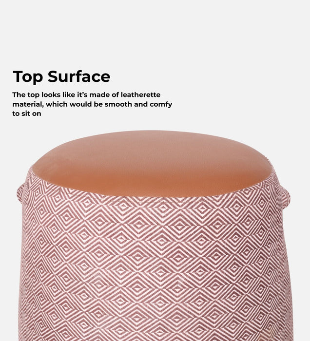 Bramble Fabric Pouffe In Prism Sand & Tan PU Colour