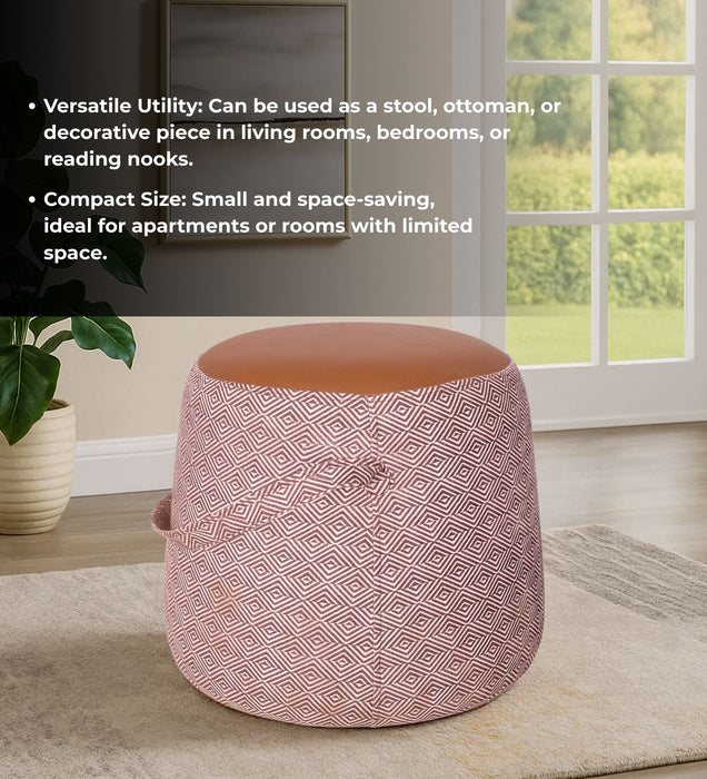 Bramble Fabric Pouffe In Prism Sand & Tan PU Colour