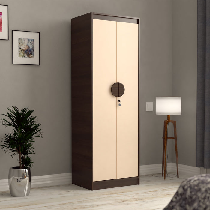 Calypso 2 Door Wardrobe In Spiced Acacia & Biege Colour