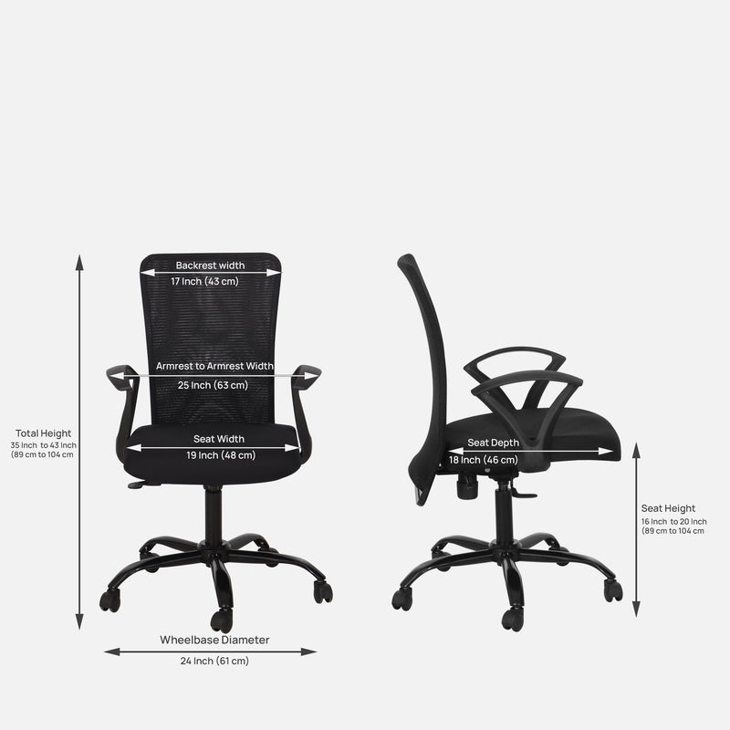 Casio Medium Back Office Chair In Black Colour